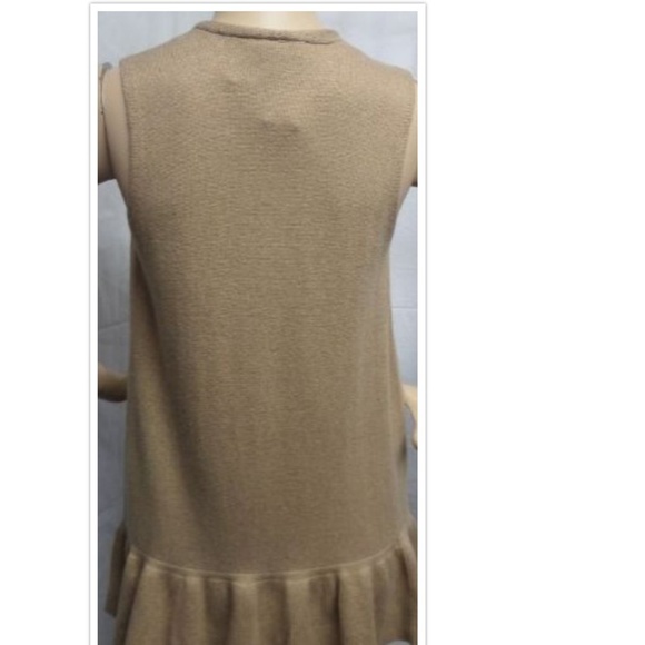 TAN FALL CASUAL PEPLUM OPEN LONG VEST SWEATER - Picture 3 of 3